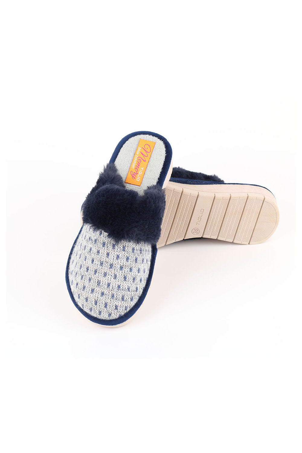 GIOIA WOOL AND FAUX FUR SLIPPER
