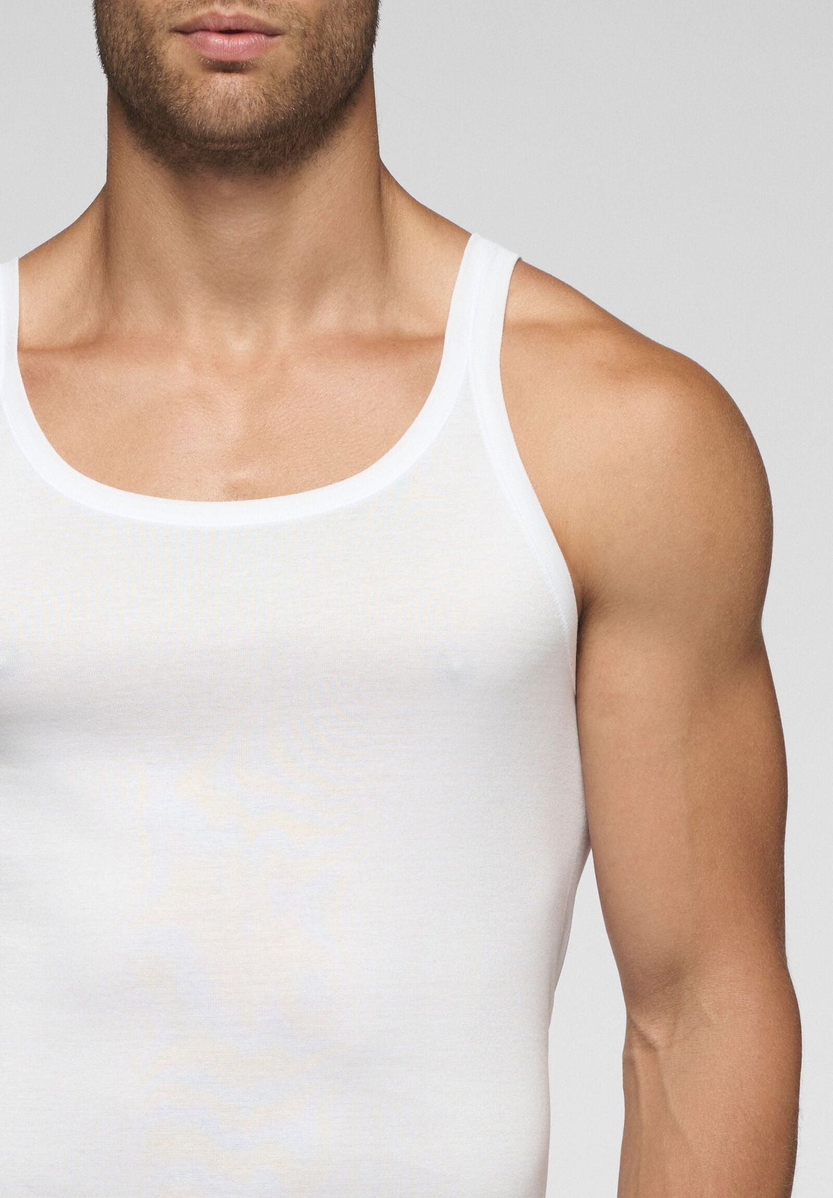 CAGI Narrow Shoulder Tank Top 1113, Ribbed Filo di Scozia, White