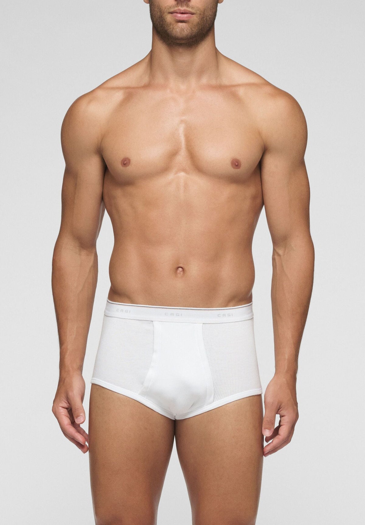CAGI Brief with Opening 1200, Ribbed Cotton, White
