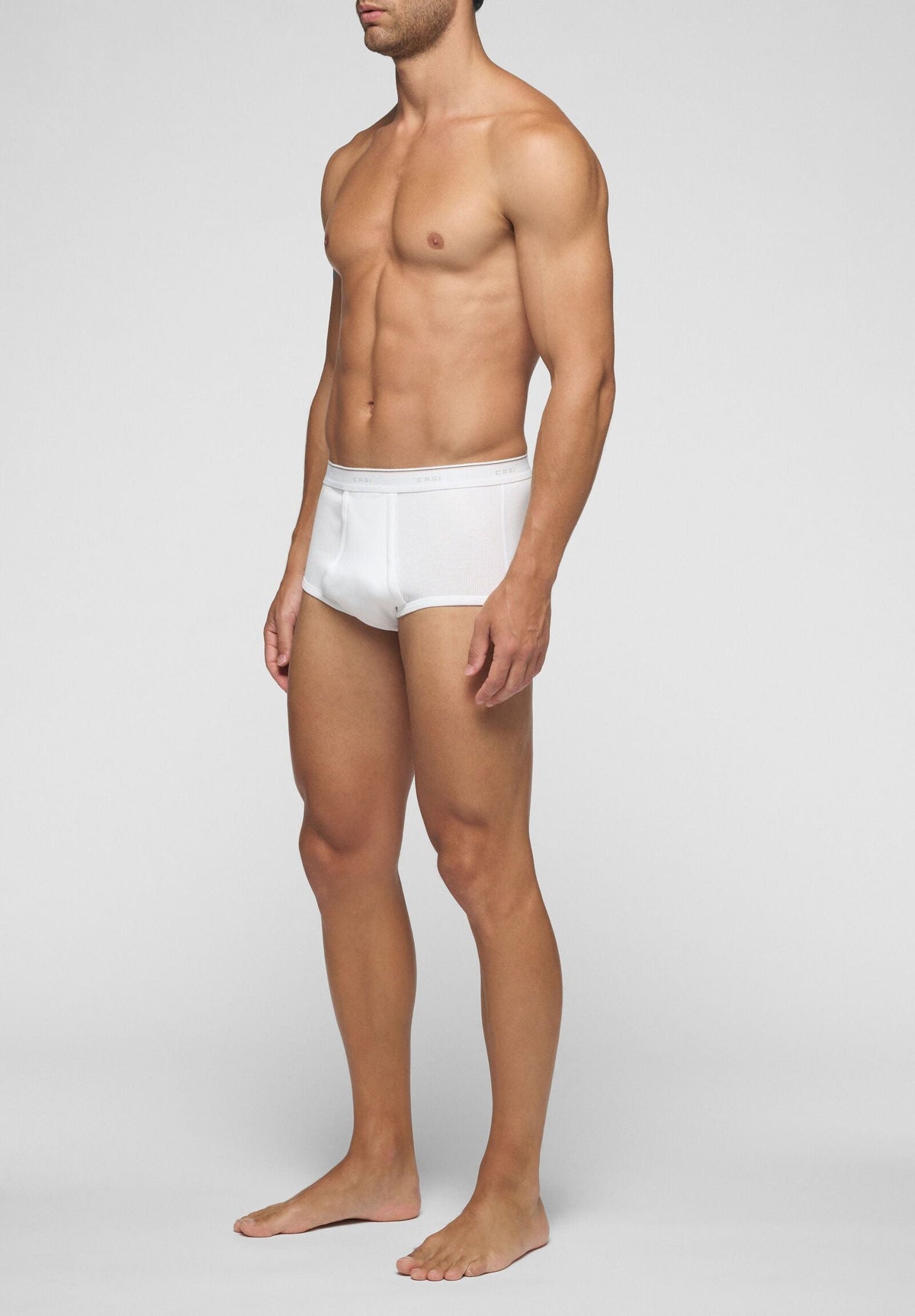 CAGI Brief with Opening 1200, Ribbed Cotton, White