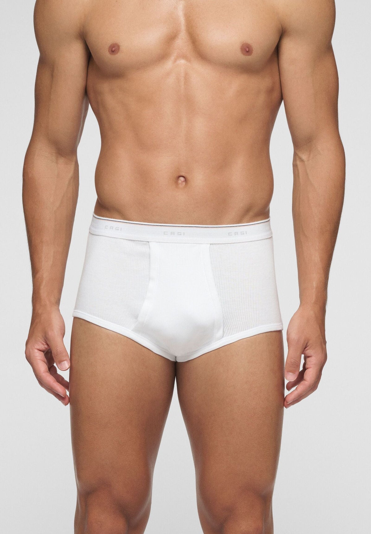 CAGI Brief with Opening 1200, Ribbed Cotton, White