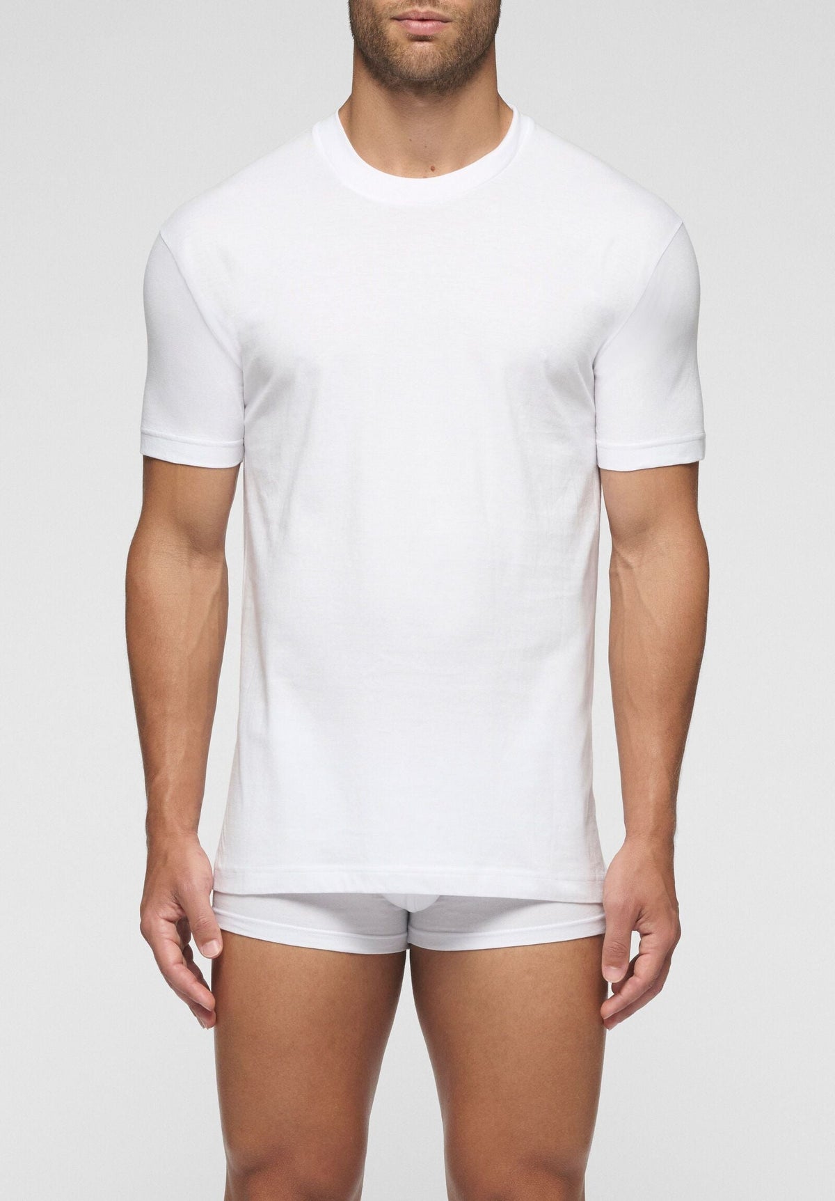 CAGI Crew Neck T-Shirt 1306, Natural Comfort Cotton, White