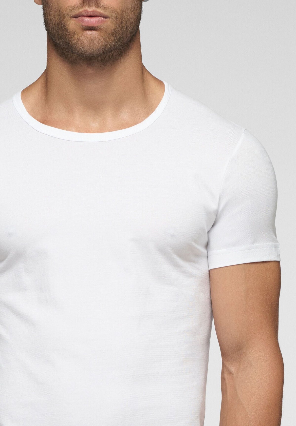 CAGI Crew Neck T-Shirt 1328, Natural Comfort Cotton, White