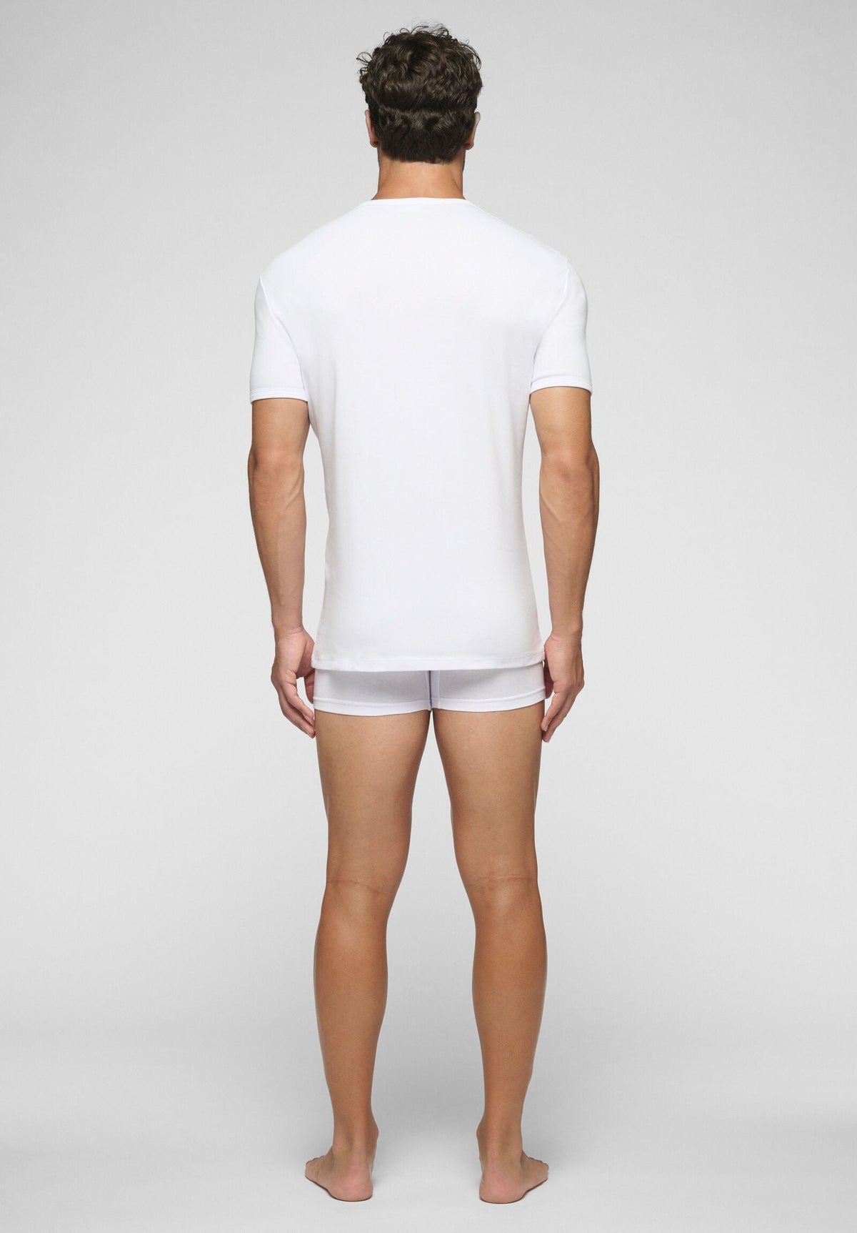 CAGI V-Neck T-Shirt 1302, Soft Line Brushed Cotton, White