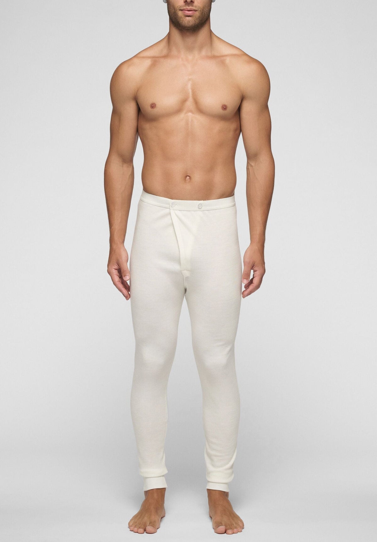 CAGI Long Johns 5288 with Opening, Wool & Cotton Tandem, White