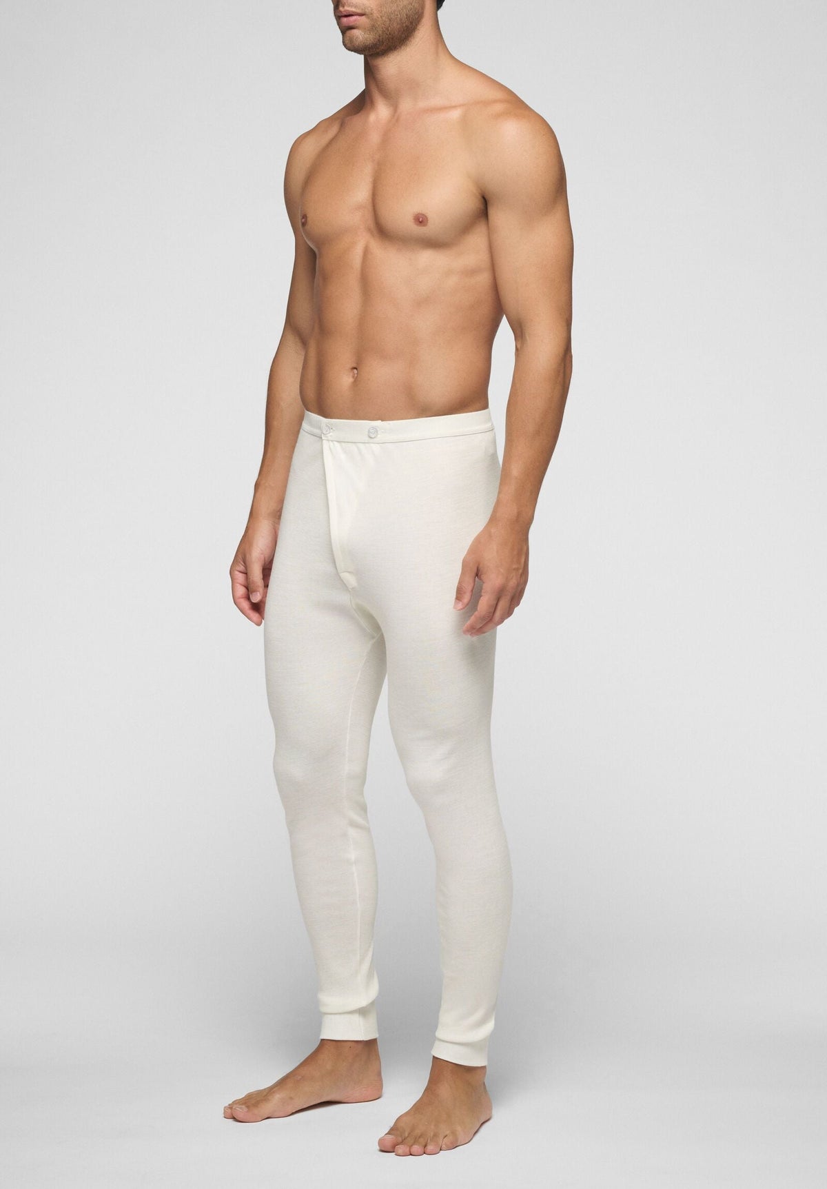 CAGI Long Johns 5288 with Opening, Wool & Cotton Tandem, White