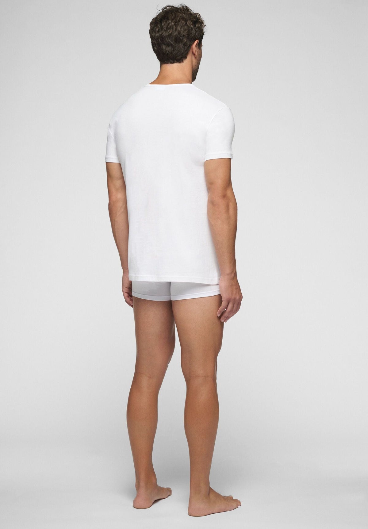 CAGI Deep V-Neck T-Shirt 5326, Natural Comfort Cotton, White