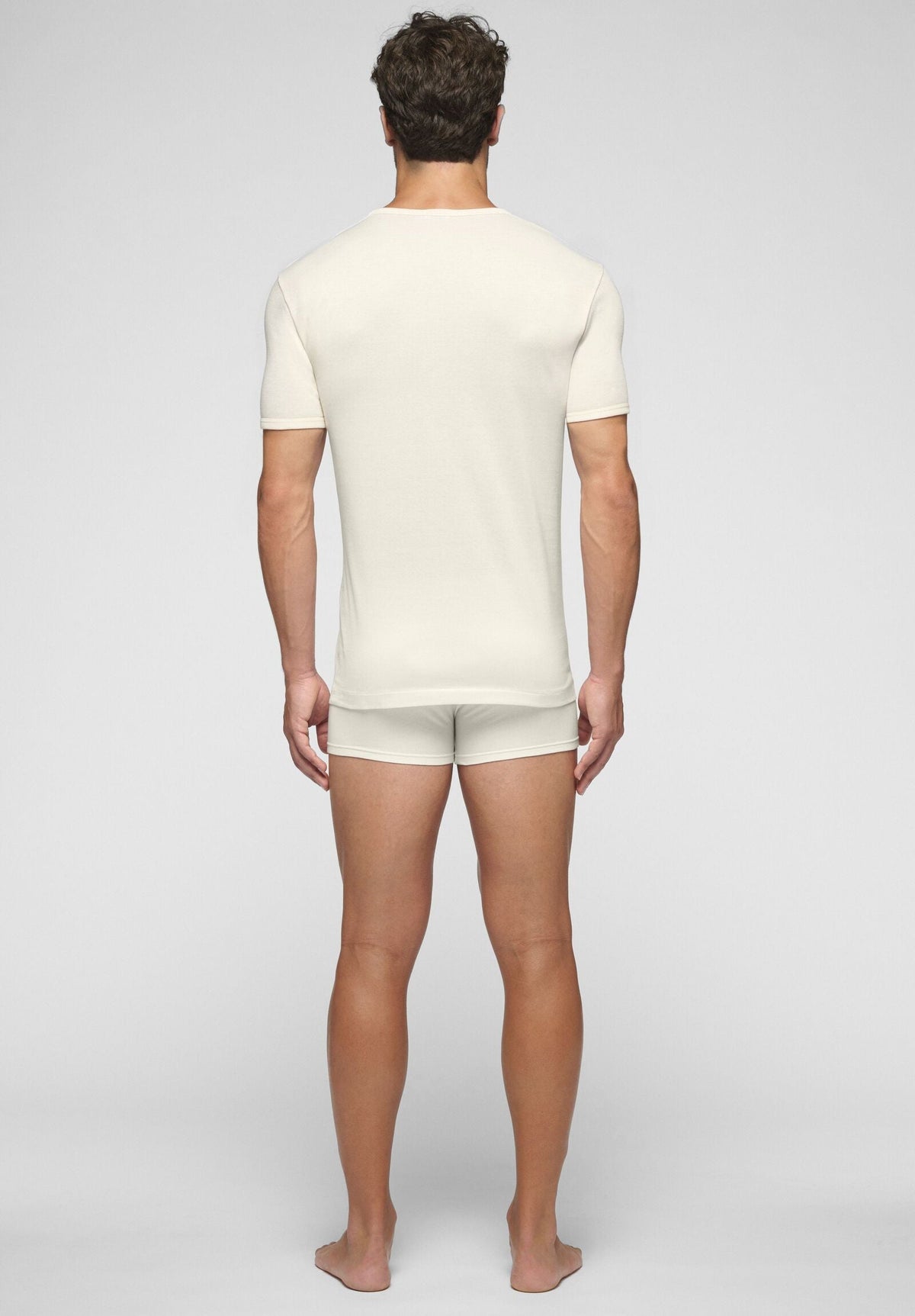 CAGI V-Neck T-Shirt 5329, Wool & Cotton Tandem, White