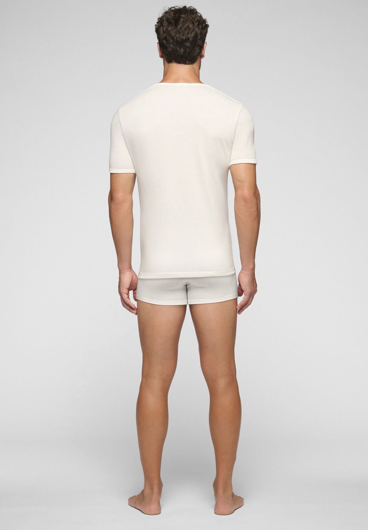 CAGI Crew Neck T-Shirt 5330, Wool & Cotton Tandem, White