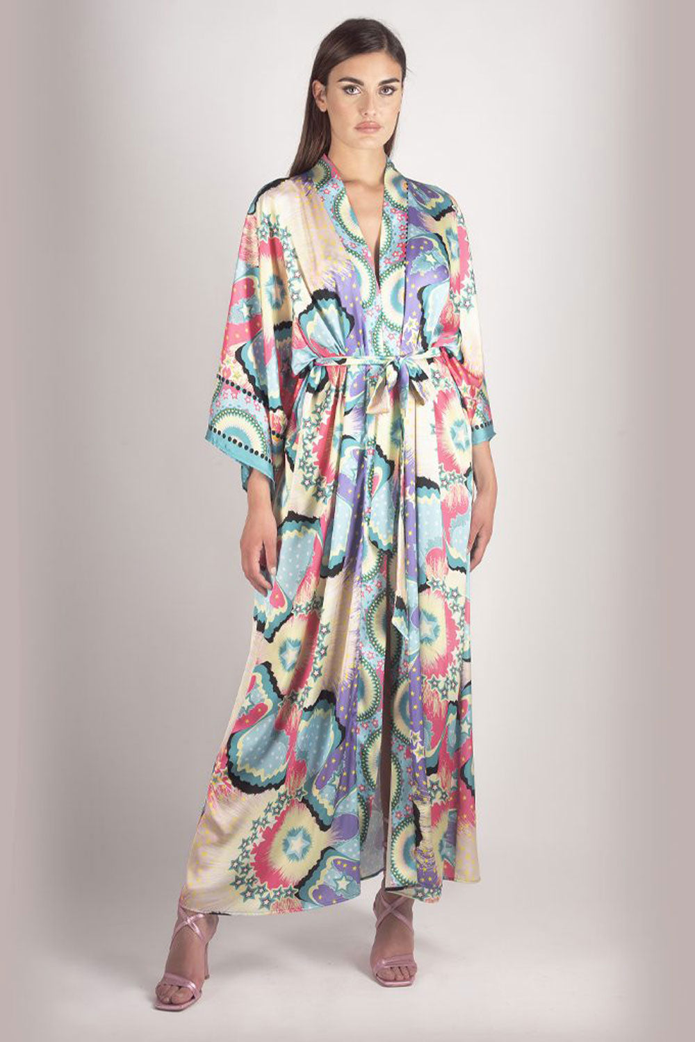 LONG CIRCUS PRINT KIMONO