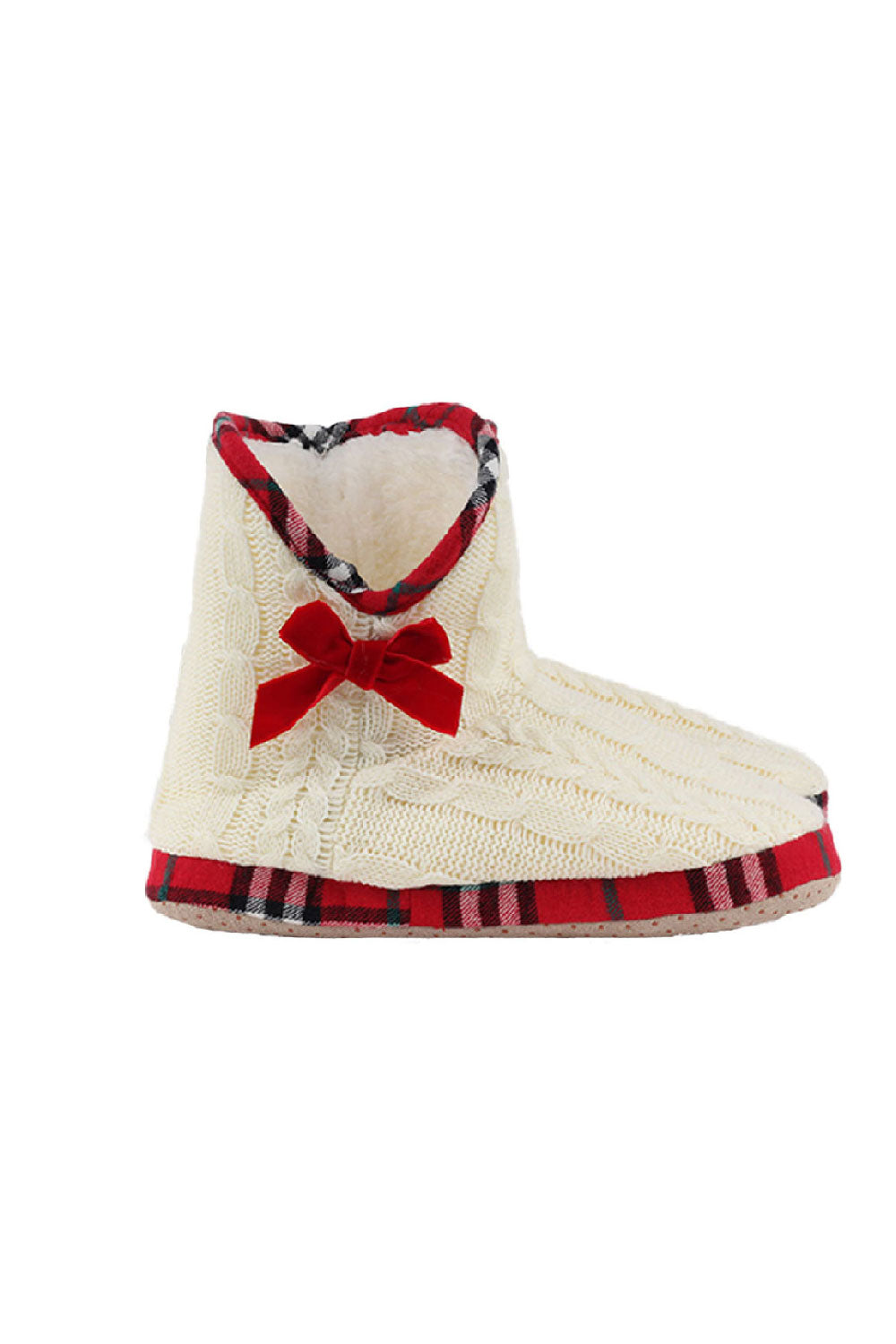 Festive Cable Knit Ivory Home Bootie