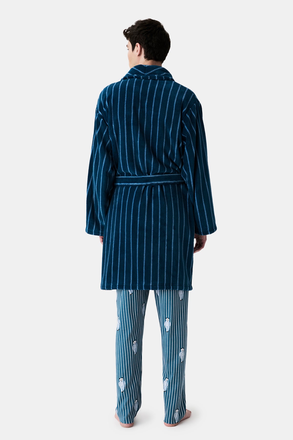 Men's Pandastic Striped Fleece Robe