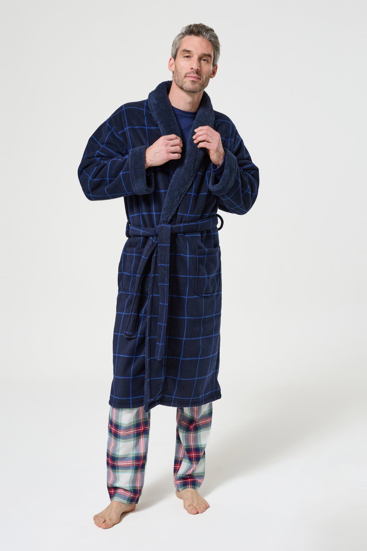 Men's Windsor Check Fleece Robe