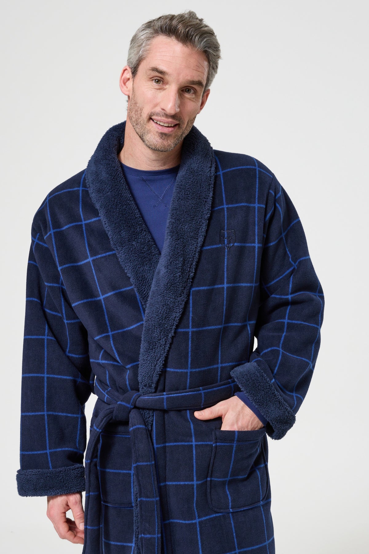 Men's Windsor Check Fleece Robe