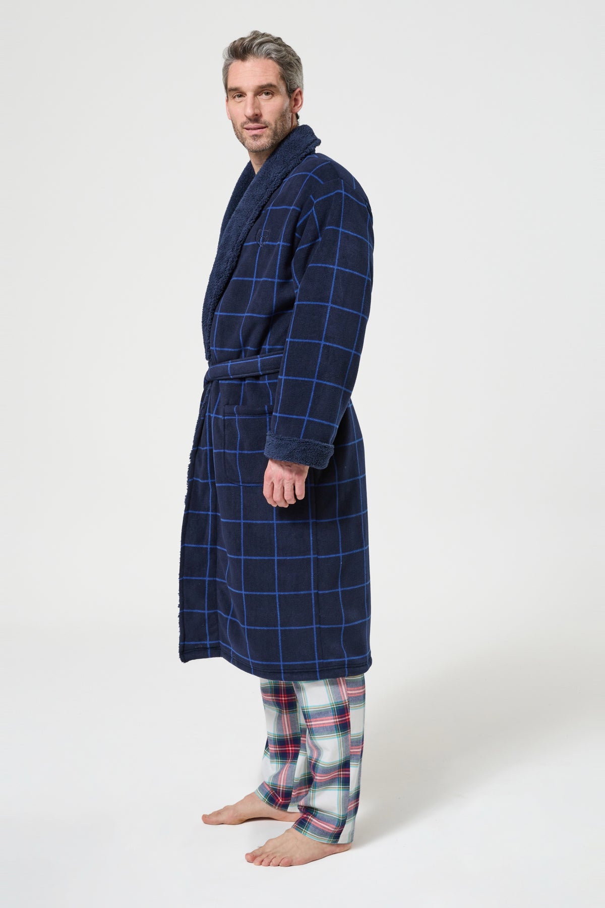 Men's Windsor Check Fleece Robe