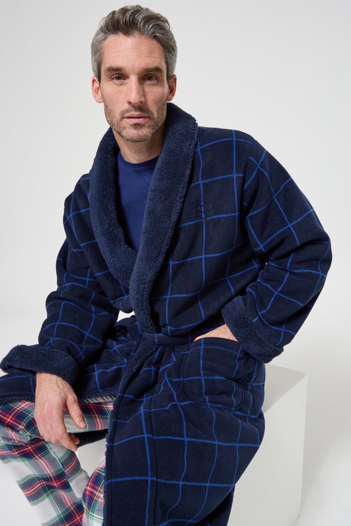 Men's Windsor Check Fleece Robe