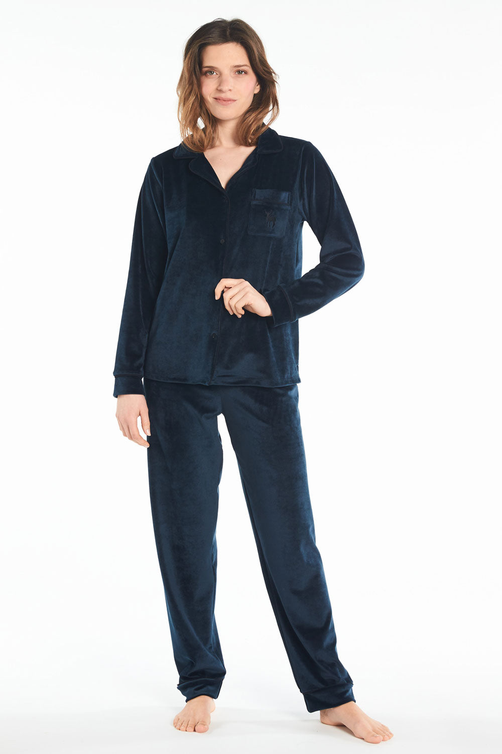 VELVET BUTTONED PAJAMA