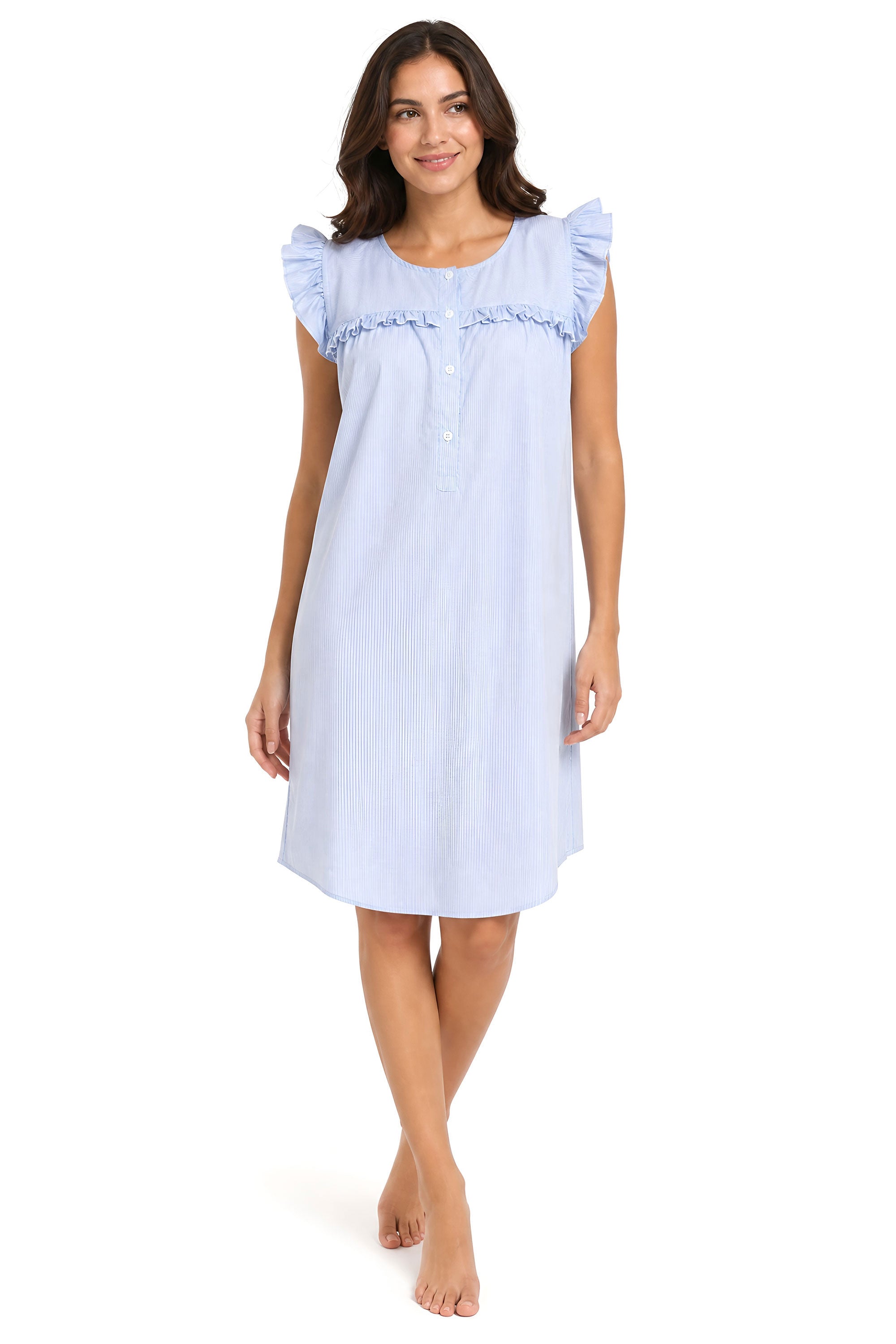 White Smoke Denim Cotton Night Dress