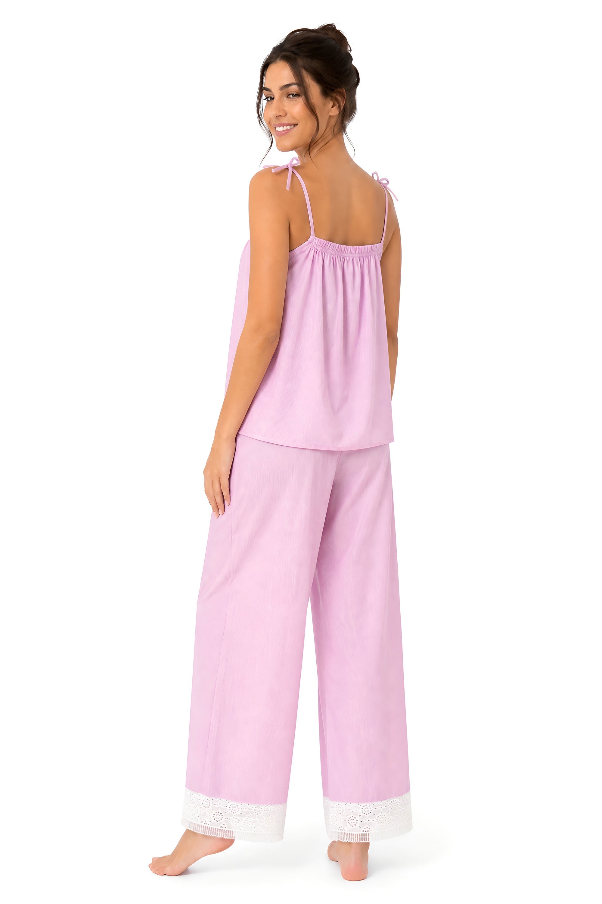 White Smoke Pink Cotton Cropped Pajama
