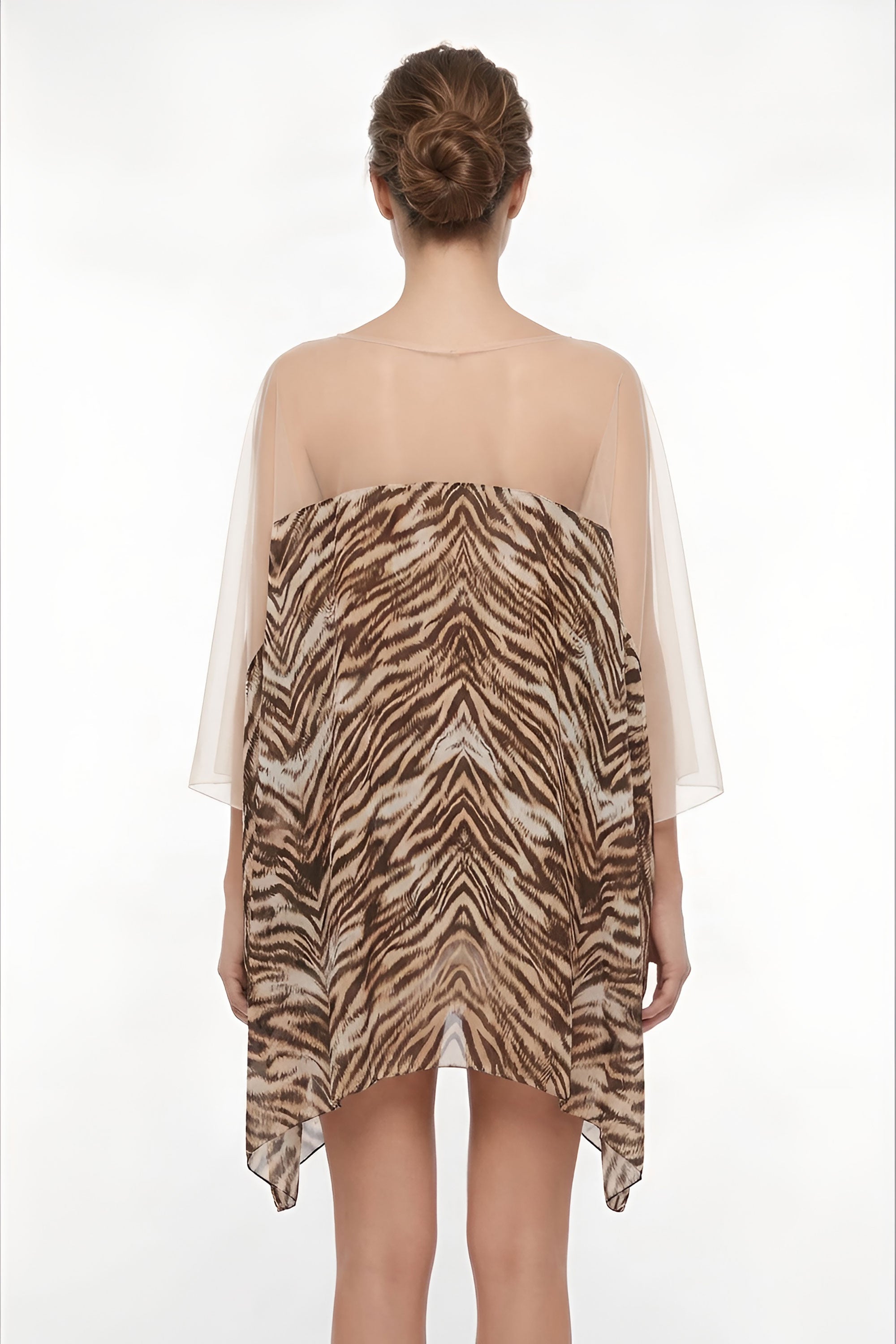 White Smoke Zebra Print Beach Tunic