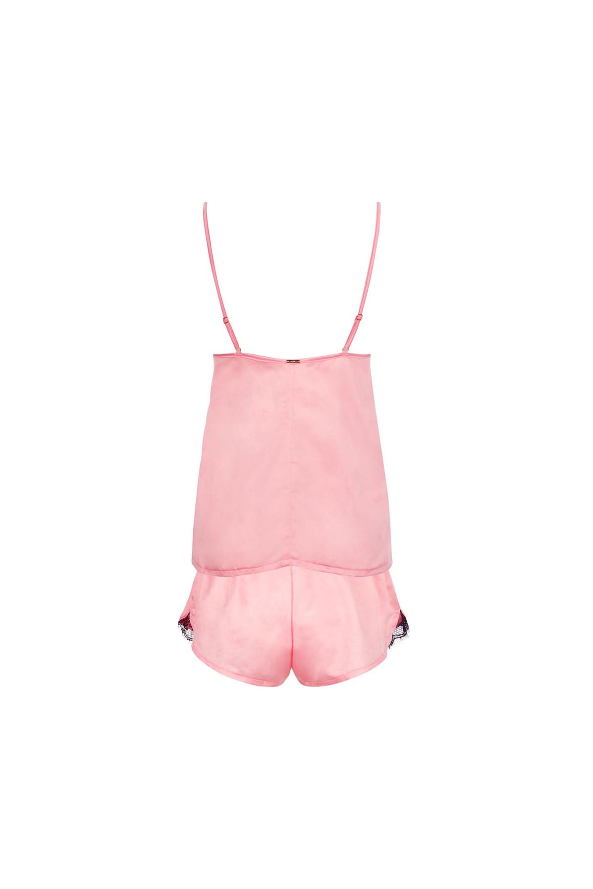 White Smoke Angelica Satin Cami and Short Set, Rose