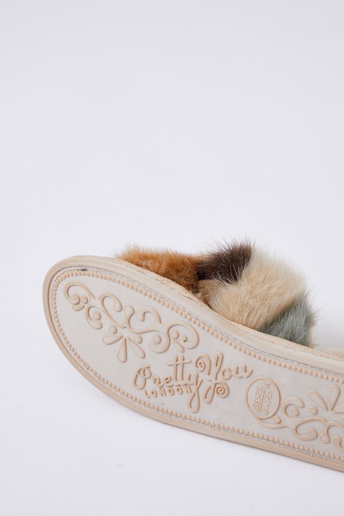 Blyss Multi Tone Faux Fur Cross Slippers Caramel