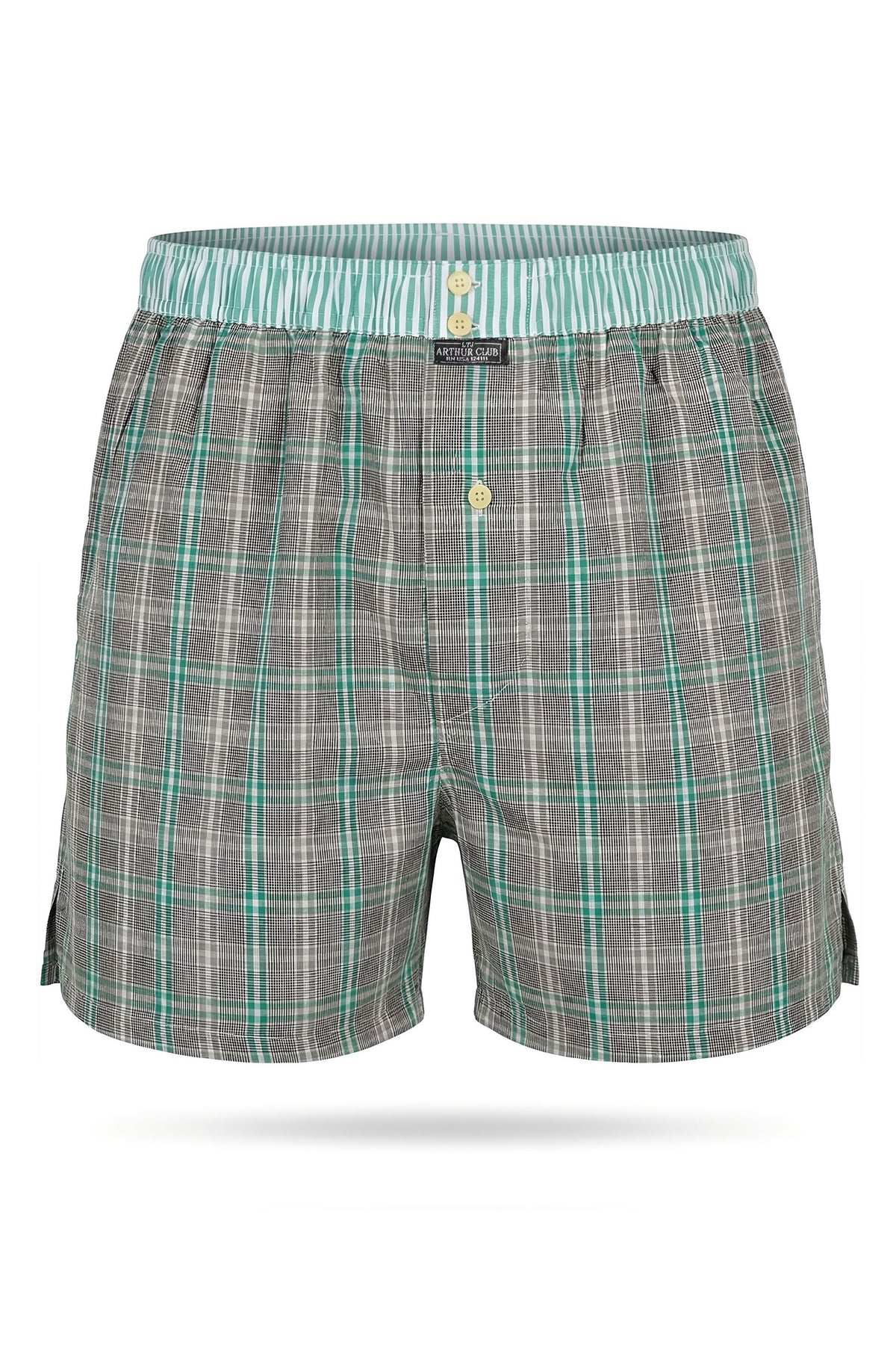 Green and Black Check Cotton Boxer