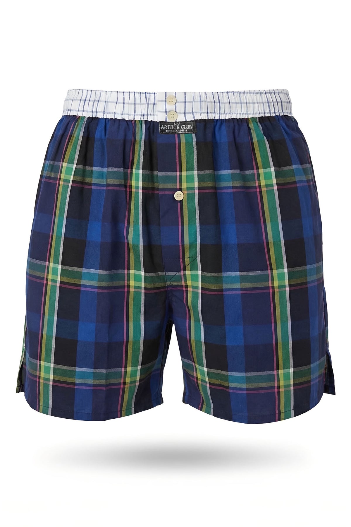 Navy and Green Check Cotton Boxer
