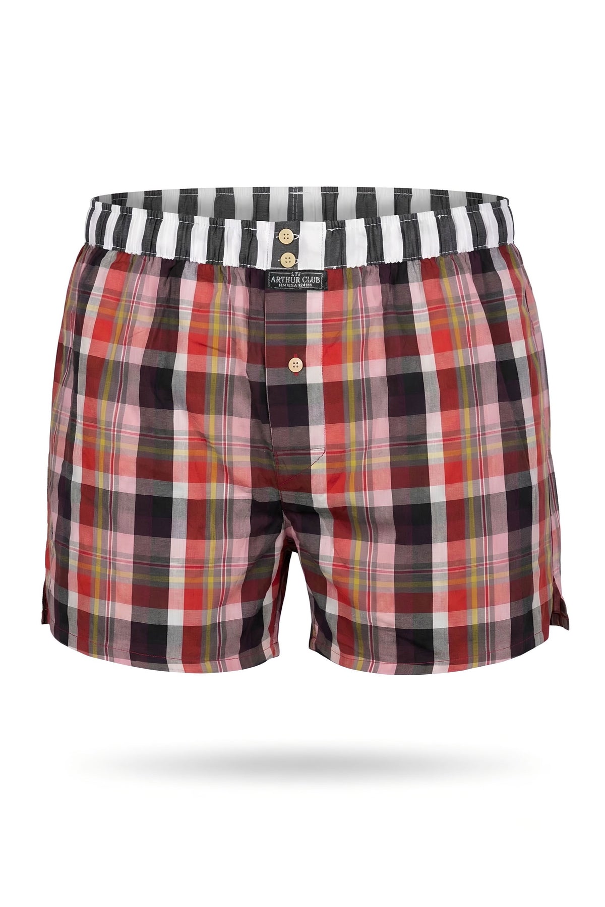 White Smoke Red Check Cotton Boxer