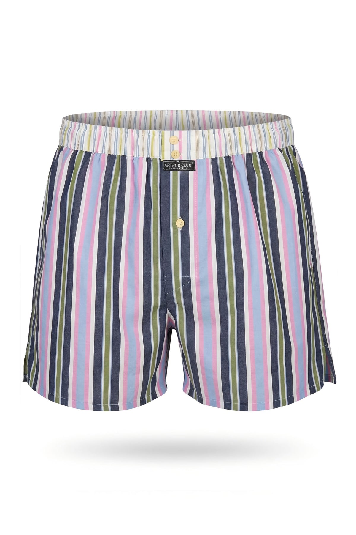 White Smoke Lilac and Navy Stripe Cotton Boxer