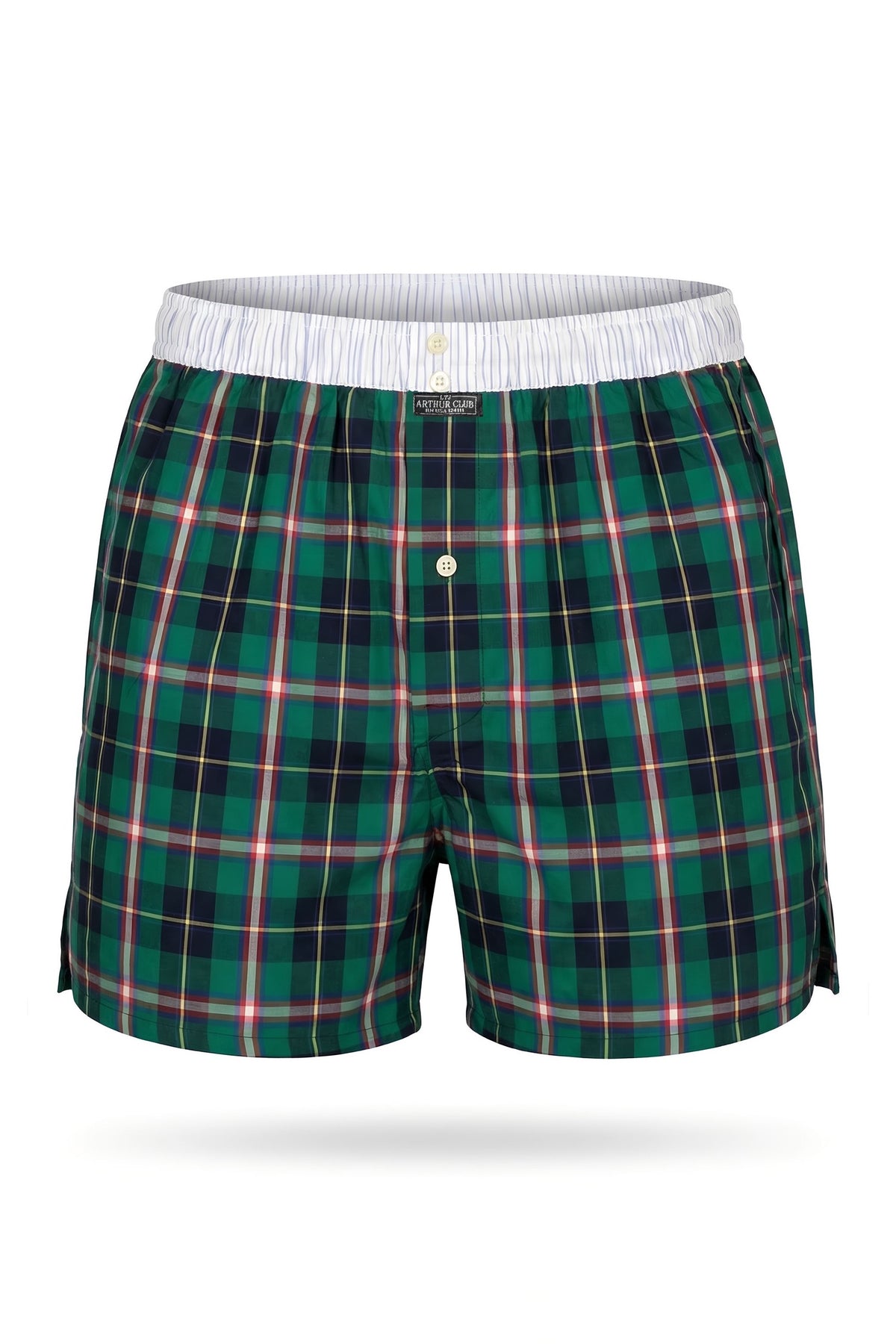 White Smoke Green Tartan Cotton Boxer