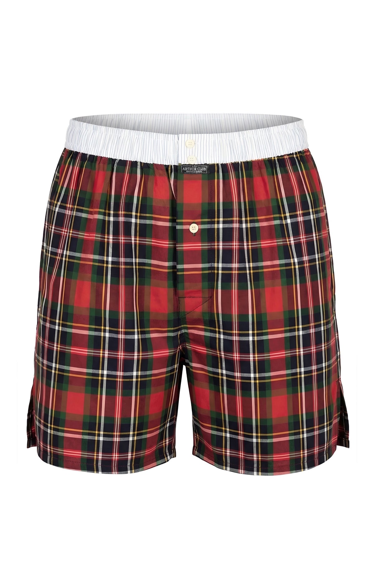 White Smoke Red Tartan Cotton Boxer