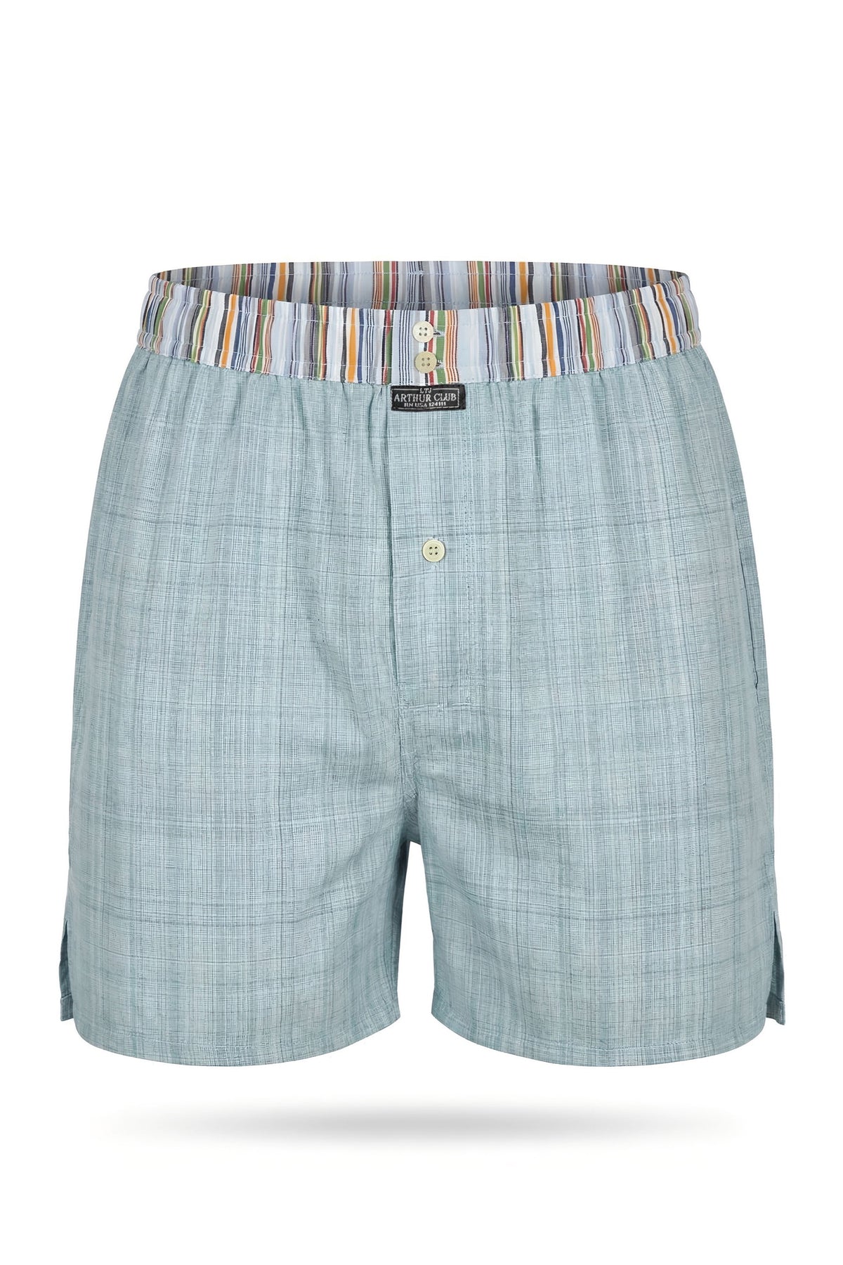 Dark Gray Aqua Check Cotton Boxer