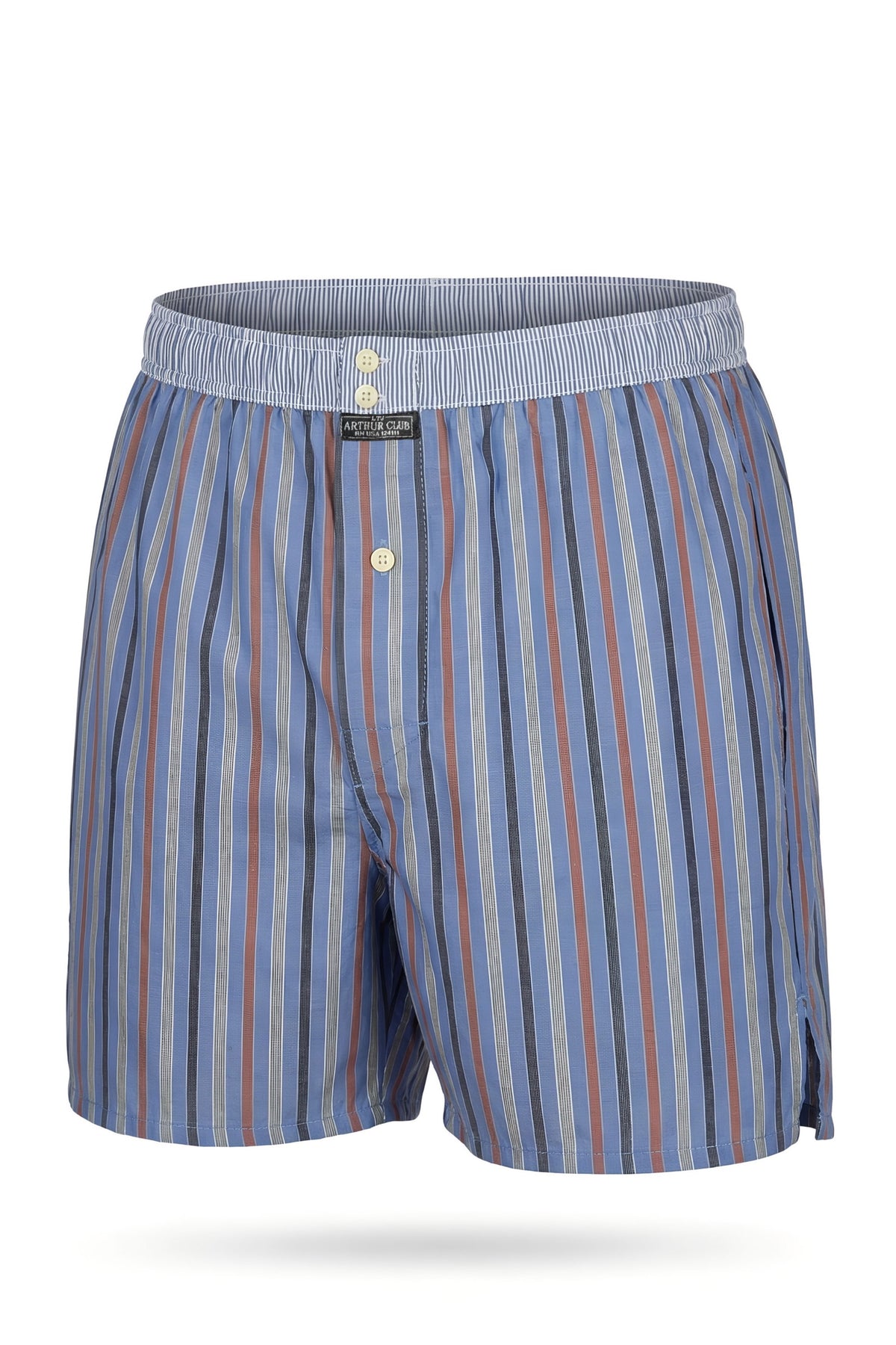 White Smoke Blue Multi Stripe Cotton Boxer