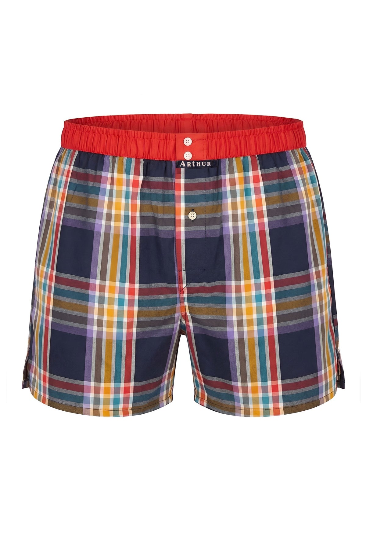 White Smoke Navy Madras Check Cotton Boxer