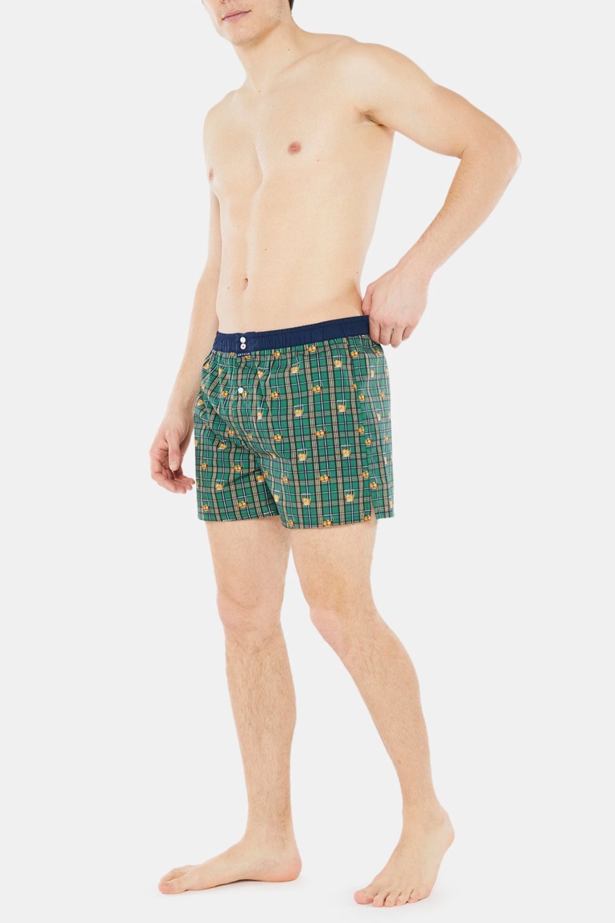 Misty Rose Green Tartan Cotton Boxer, Limited Edition