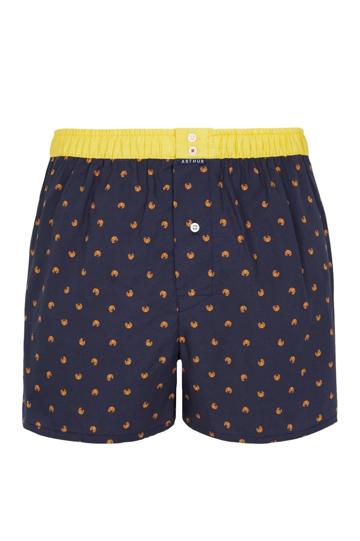 Dark Slate Gray Navy Croissant Print Cotton Boxer, Limited Edition