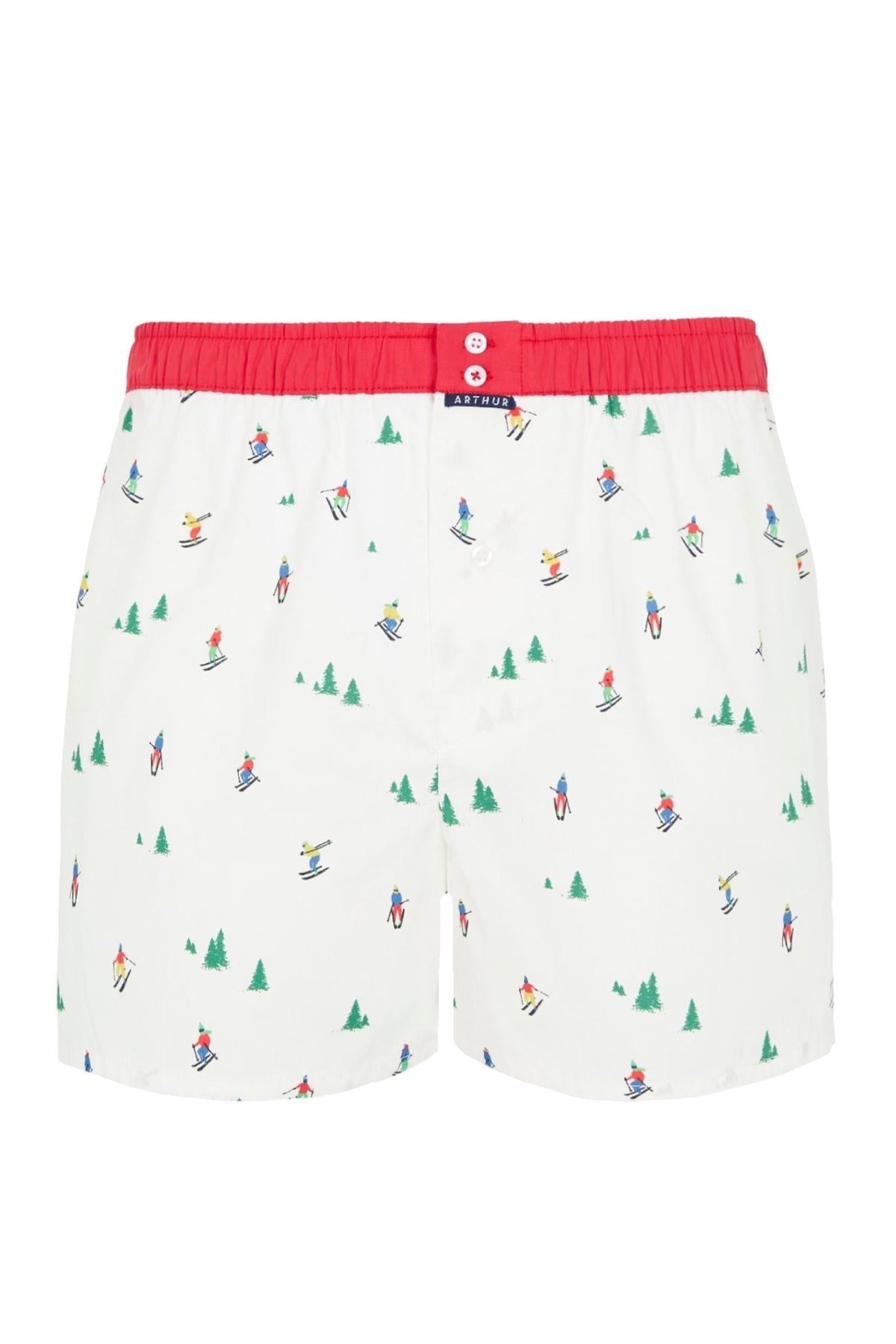 White Smoke Ivory Ski Print Cotton Boxer, Limited Edition