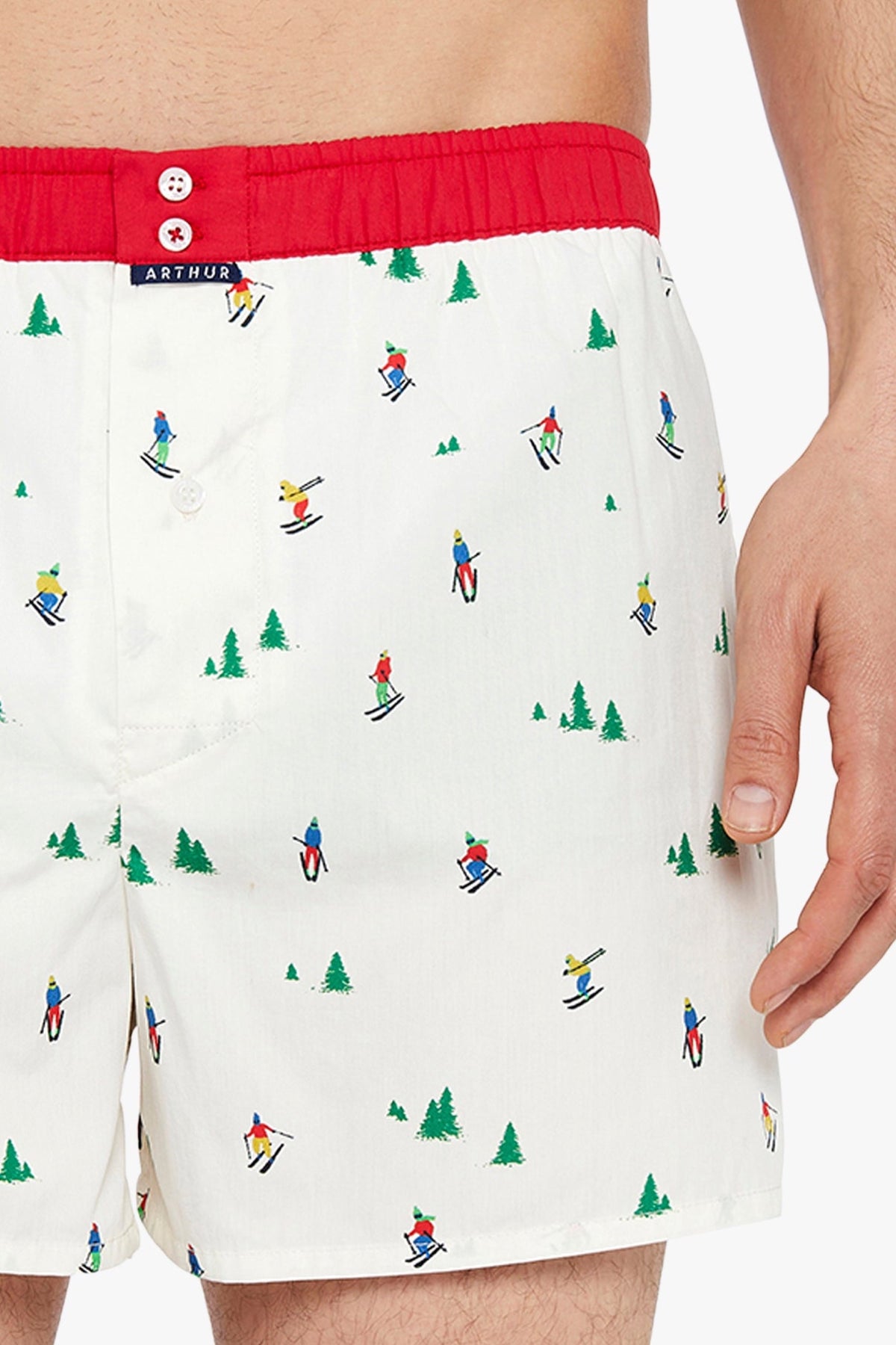 Lavender Ivory Ski Print Cotton Boxer, Limited Edition