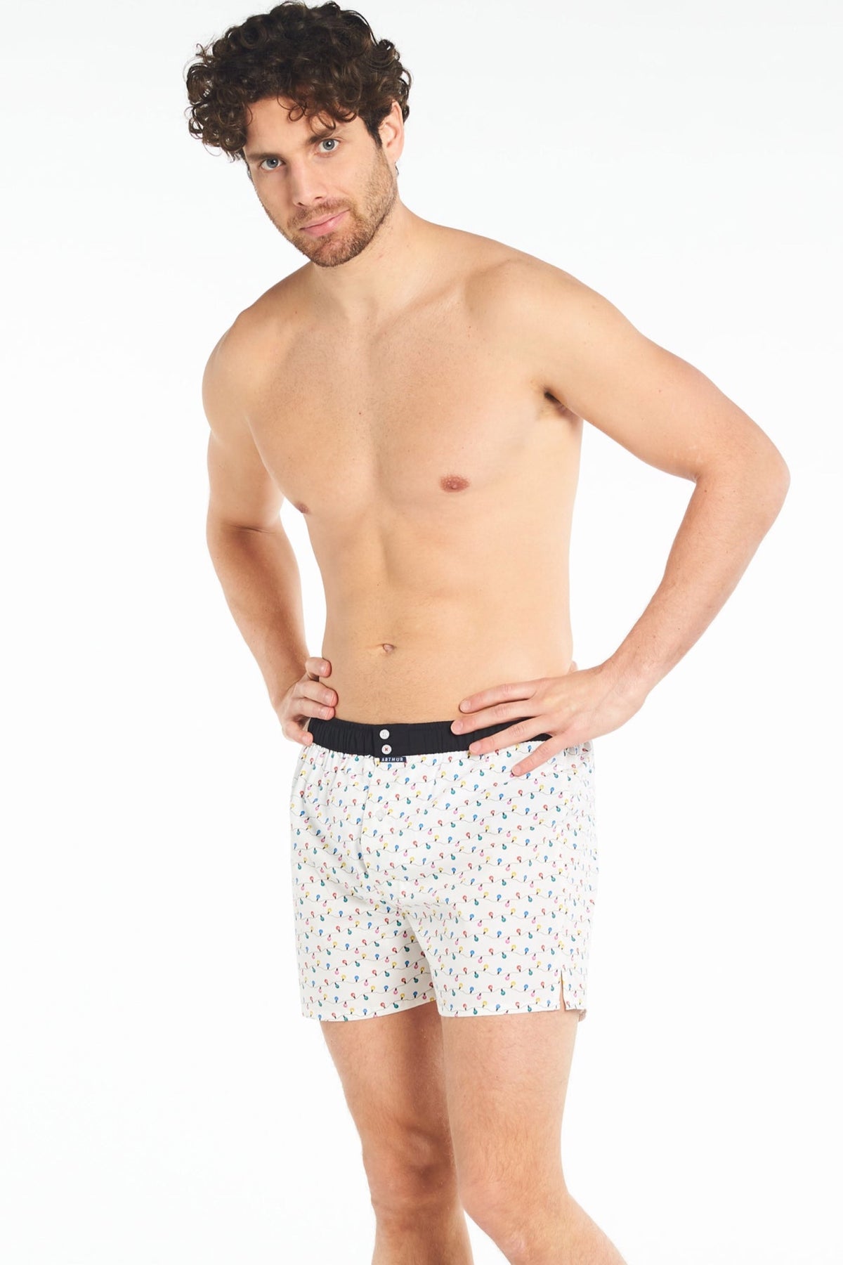 White Smoke Ivory Festive Print Cotton Boxer, Limited Edition