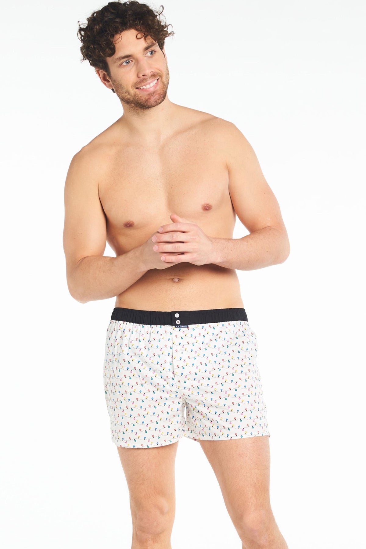 White Smoke Ivory Festive Print Cotton Boxer, Limited Edition