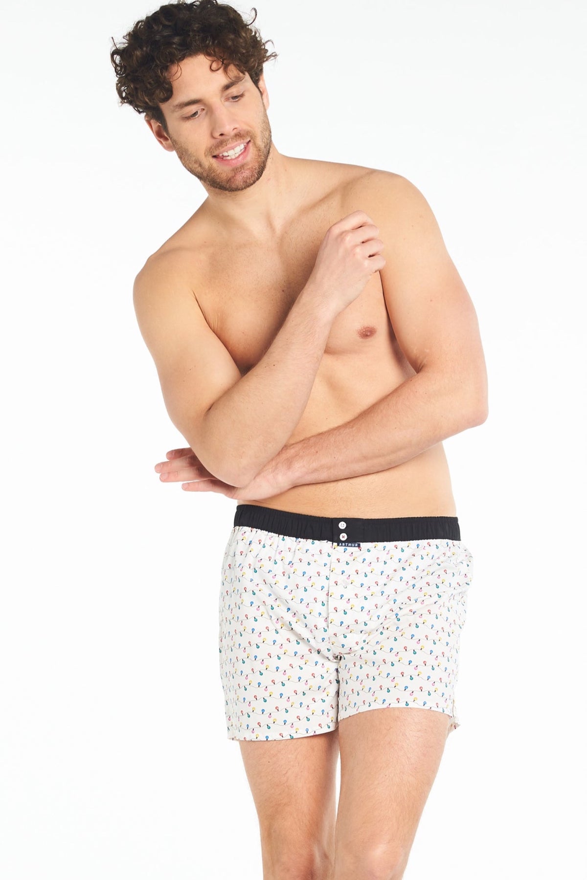 White Smoke Ivory Festive Print Cotton Boxer, Limited Edition