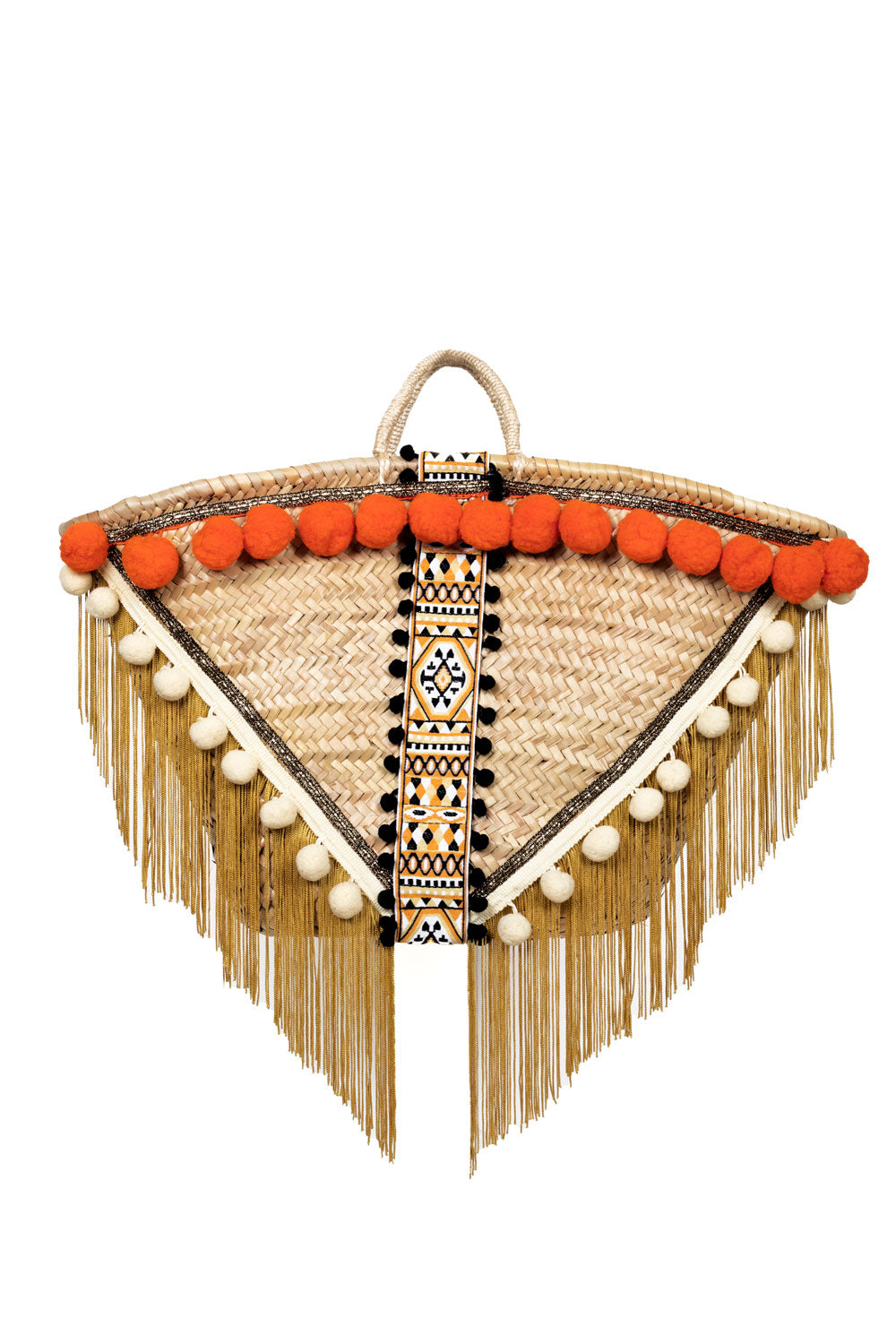 OVAL FRINGES STRAW BAG