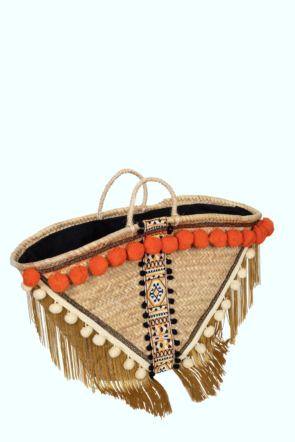 OVAL FRINGES STRAW BAG