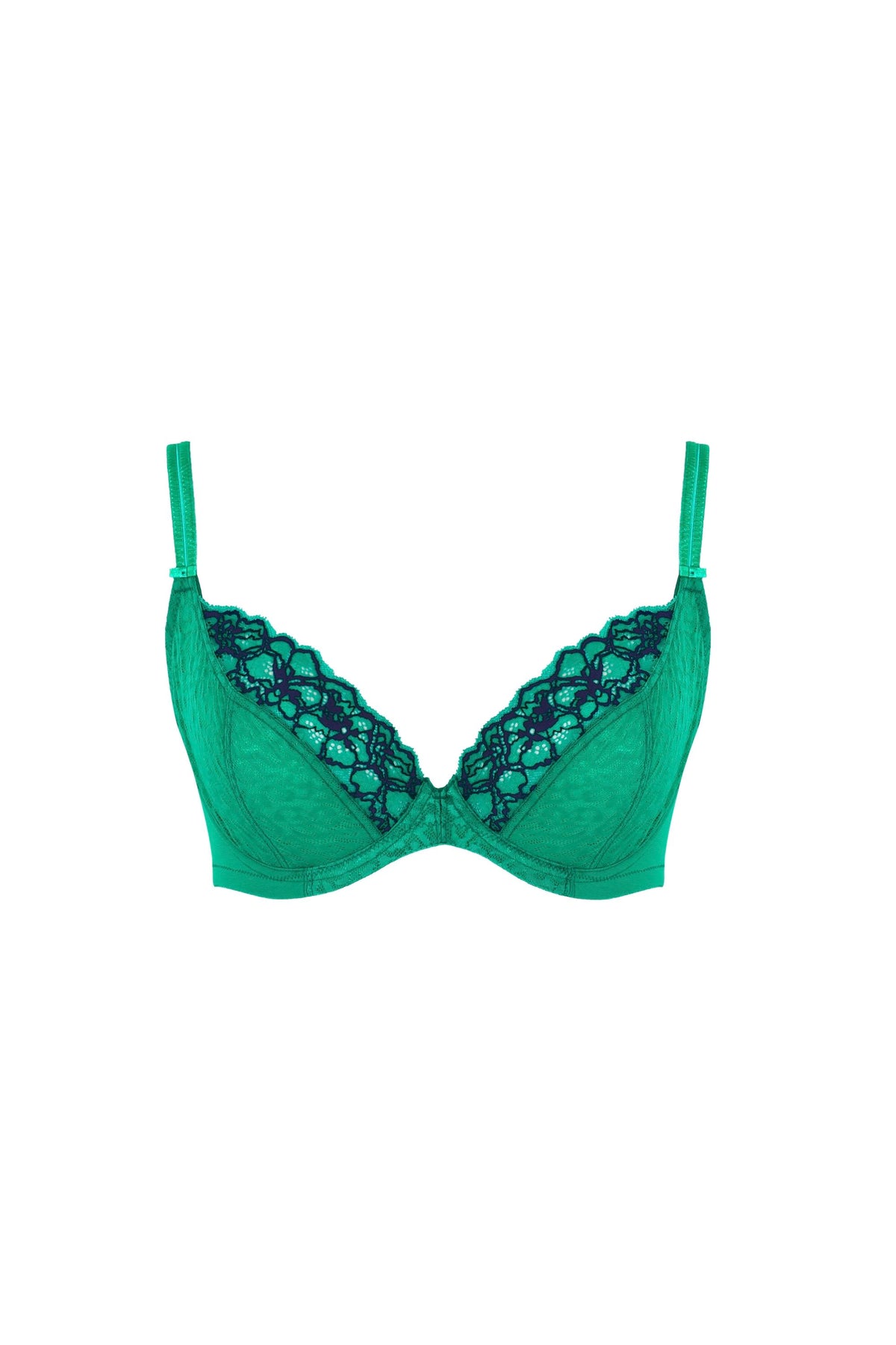 White Smoke Envy Plunge Bra, Emerald Leopard