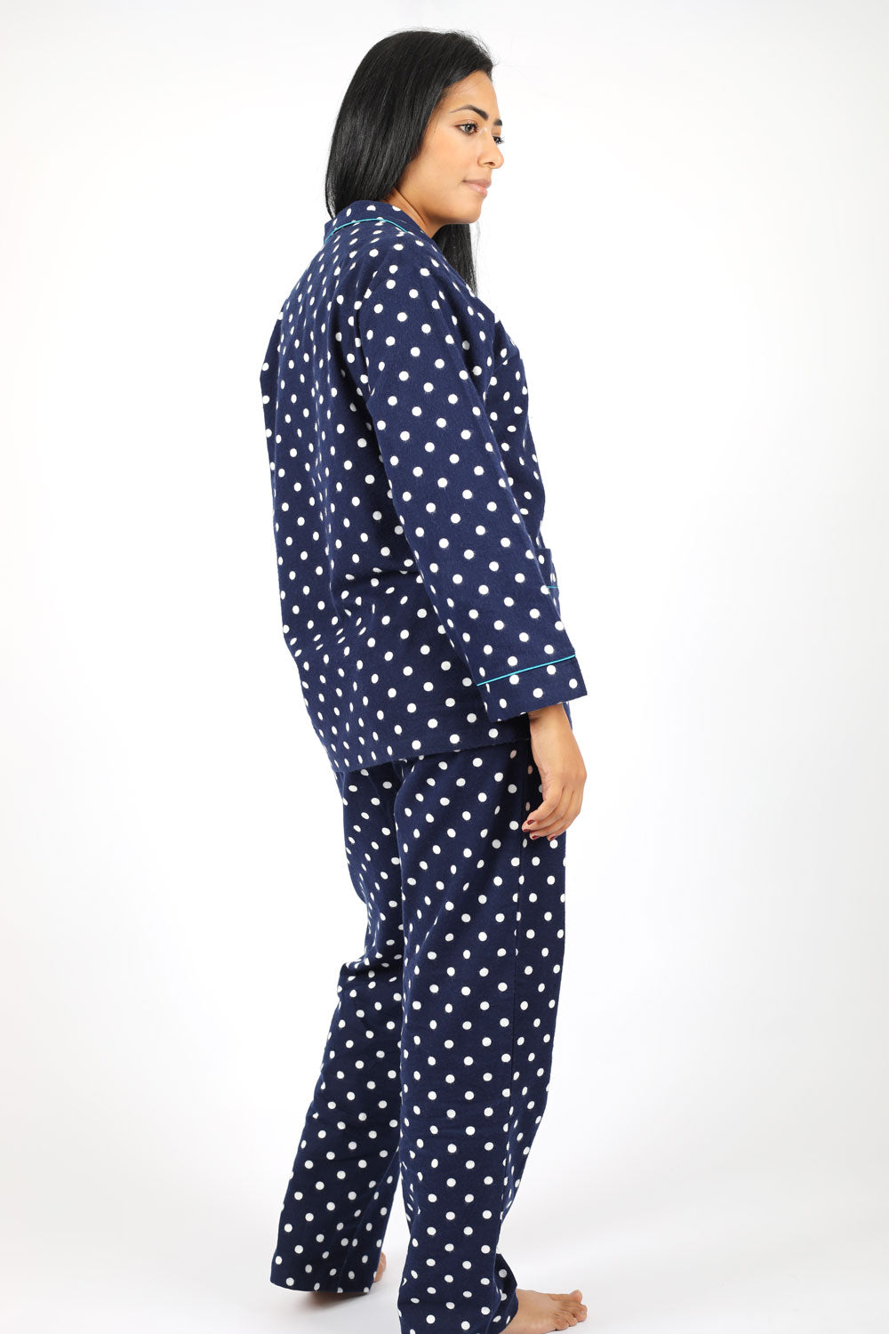 Polka Dots Marine Flannel Pajama Set