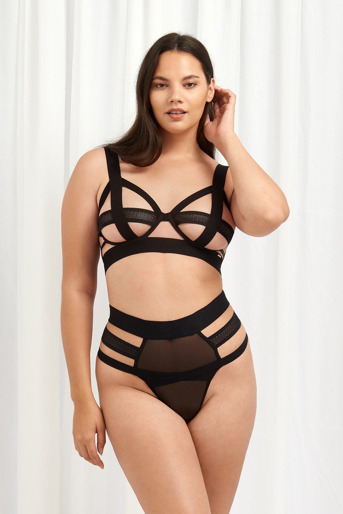 Lavender Talisa Strappy Bra and High Waist Thong Set