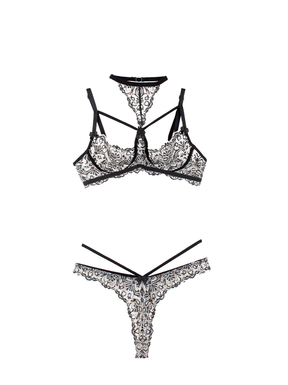 BICOLOR LACE SET WITH DETACHABLE COLLAR