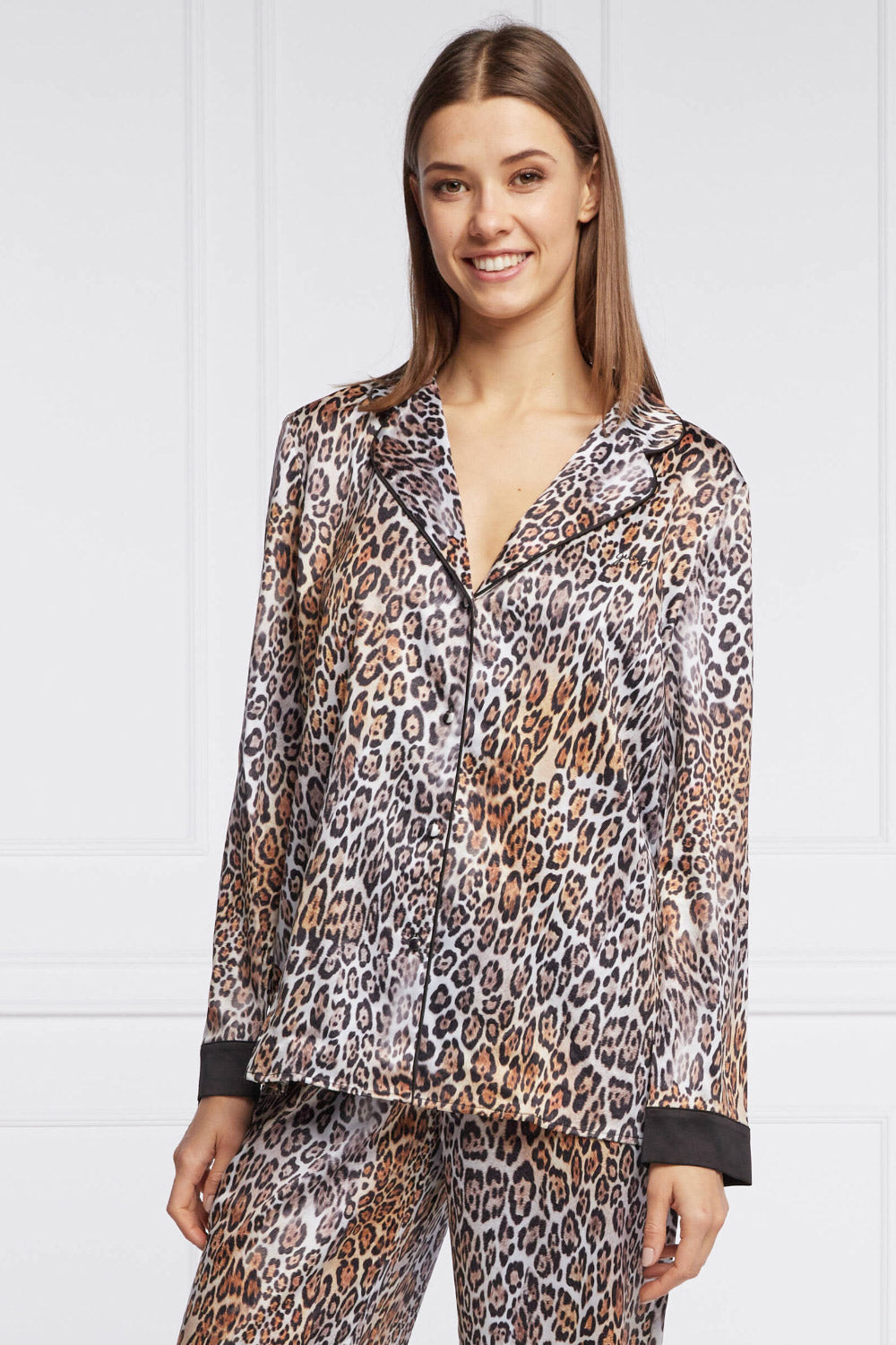 Guess Leopard Satin Pajama Set