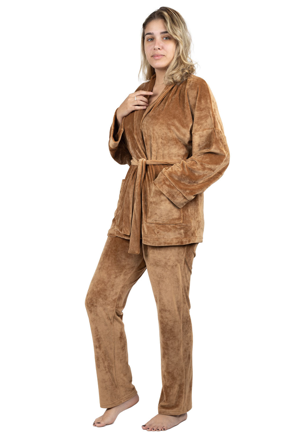 Luxurious Camel Velour Lounge Set